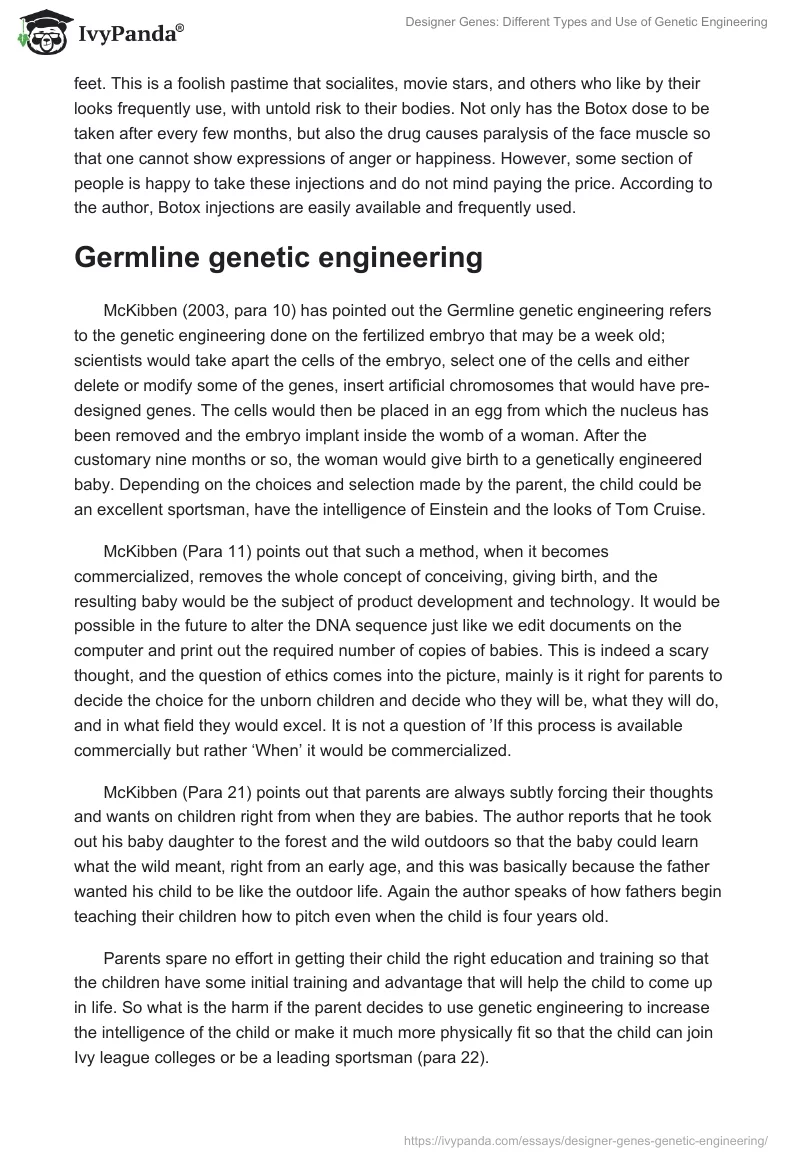 Designer Genes: Different Types and Use of Genetic Engineering. Page 2