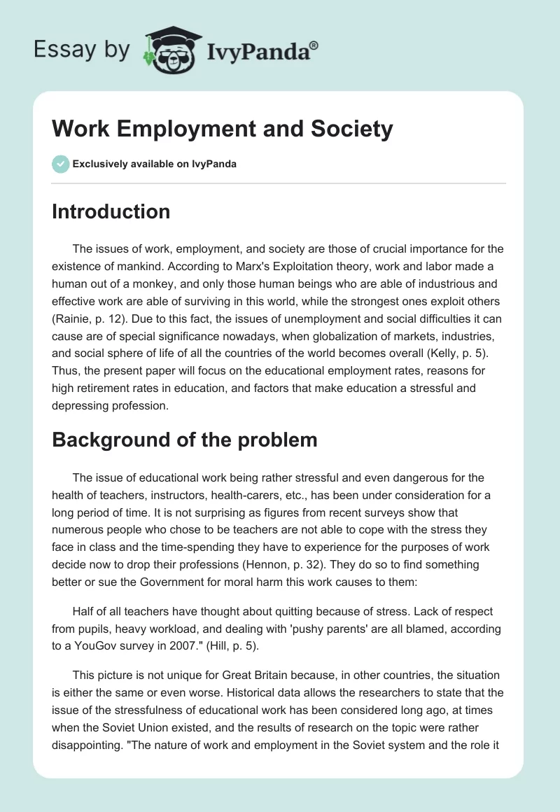 Work Employment and Society. Page 1