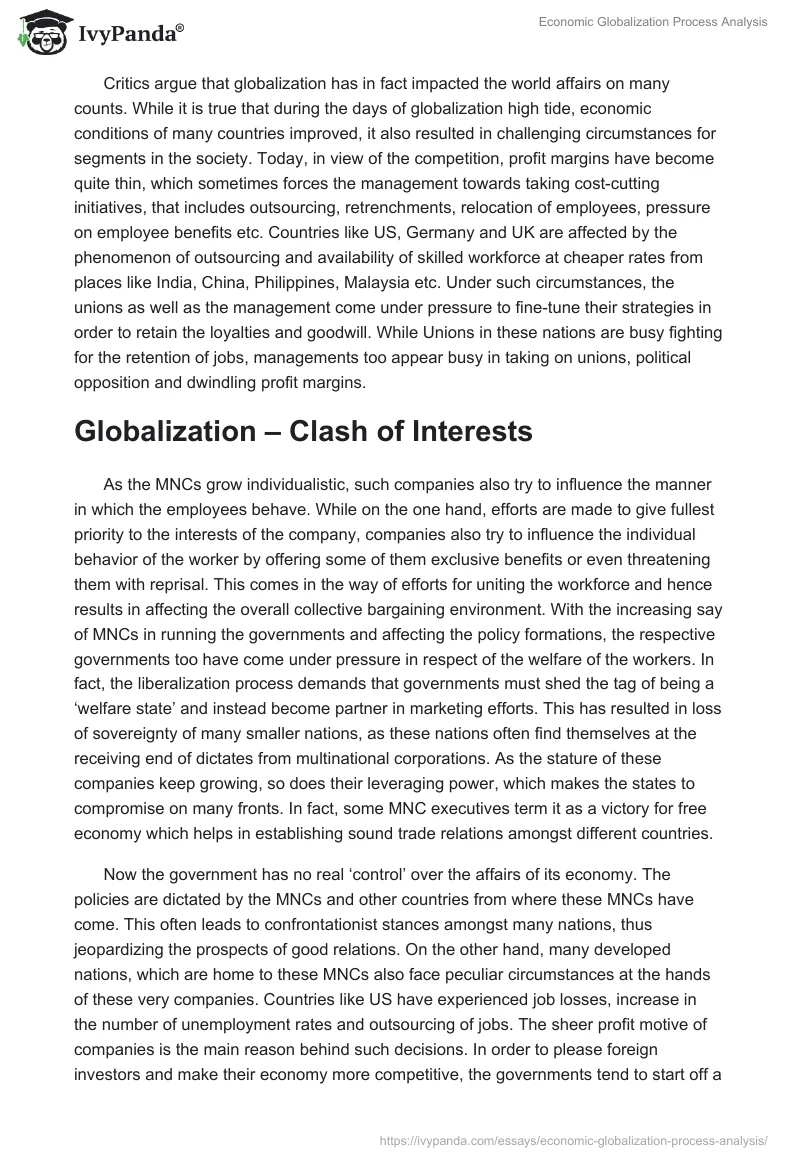 Economic Globalization Process Analysis. Page 3
