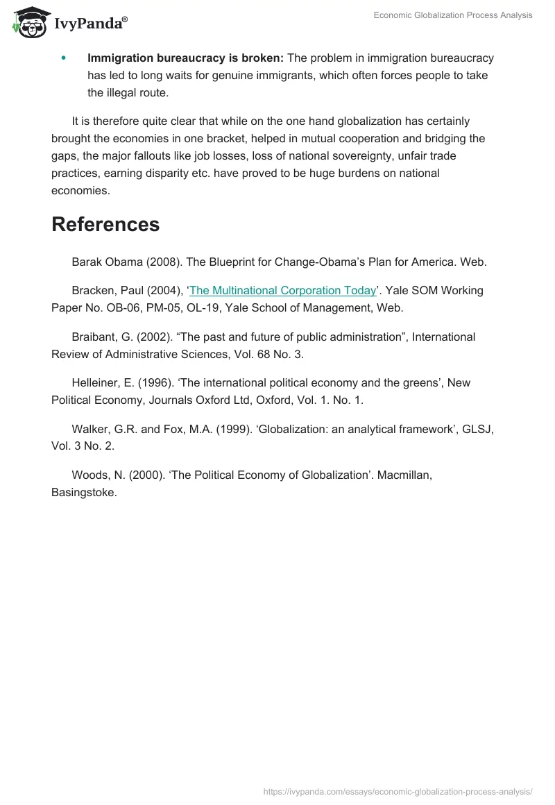 Economic Globalization Process Analysis. Page 5