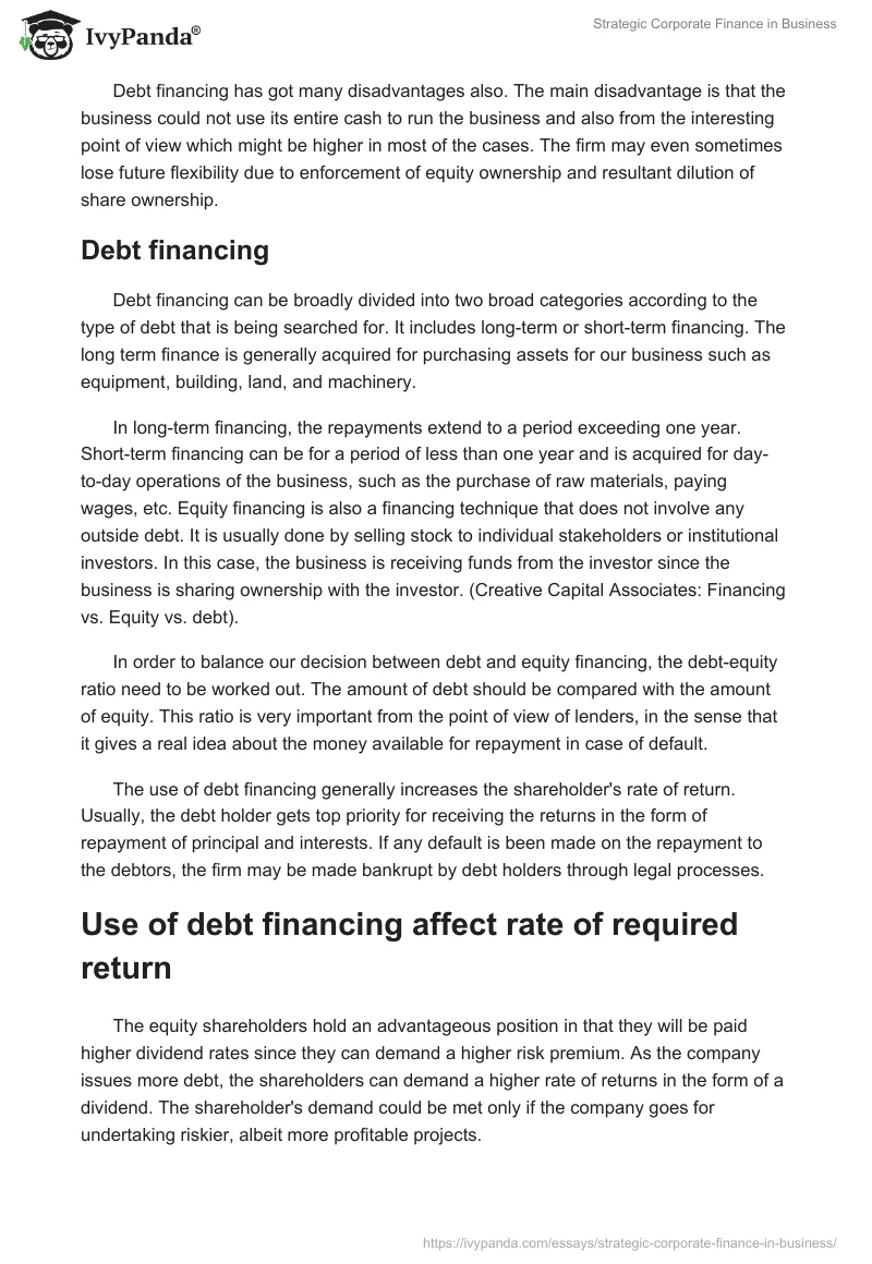 Strategic Corporate Finance in Business. Page 2