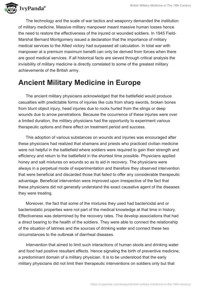 British Military Medicine in the 18th Century. Page 3
