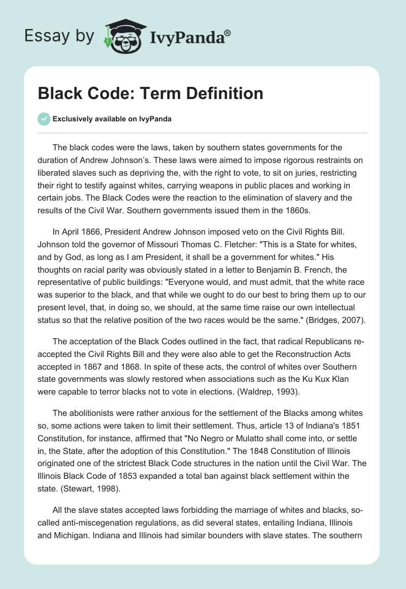 Black Code: Term Definition. Page 1