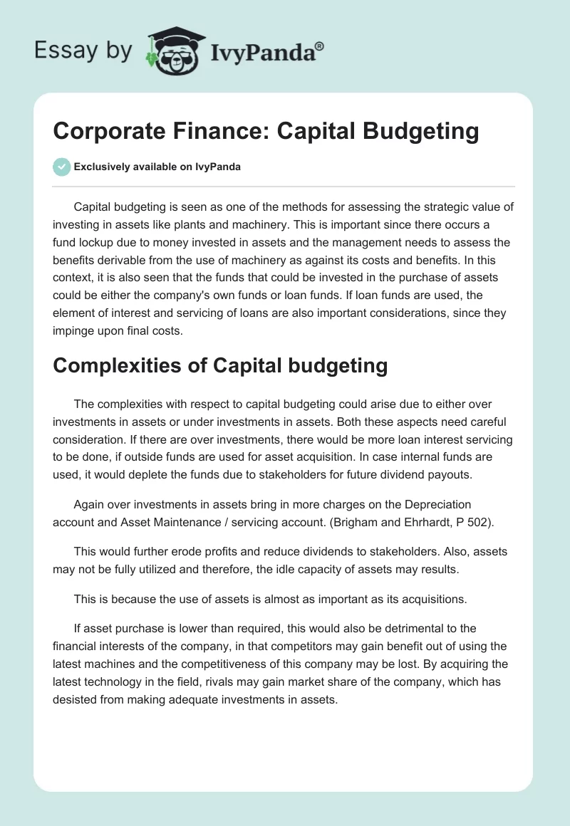 Corporate Finance: Capital Budgeting. Page 1
