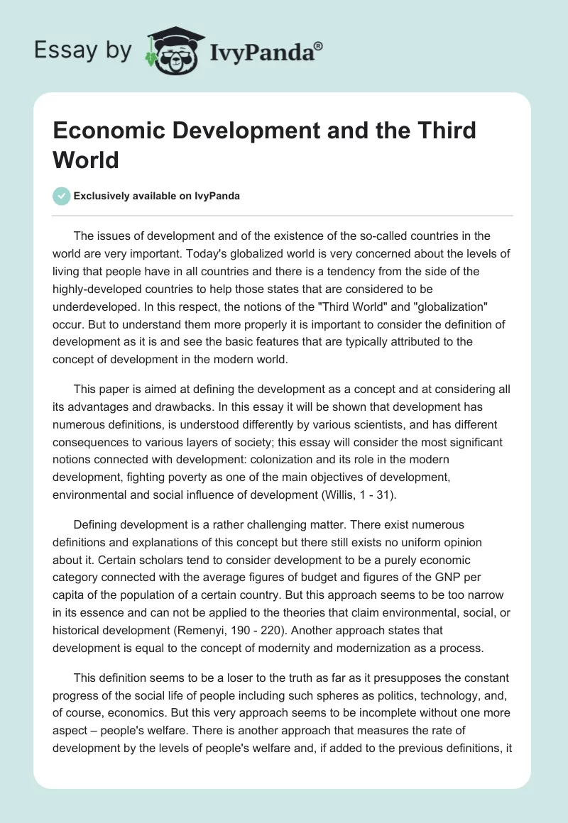 Economic Development and the Third World. Page 1