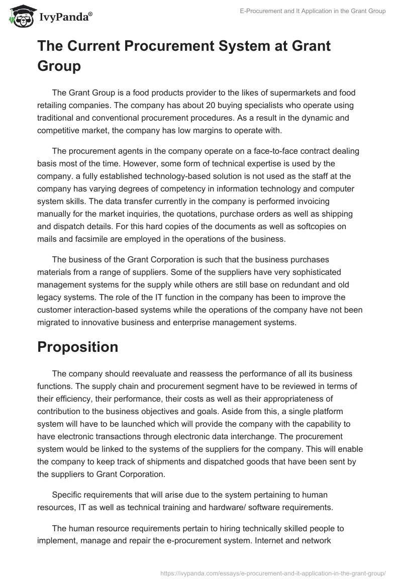 E-Procurement and It Application in the Grant Group. Page 2