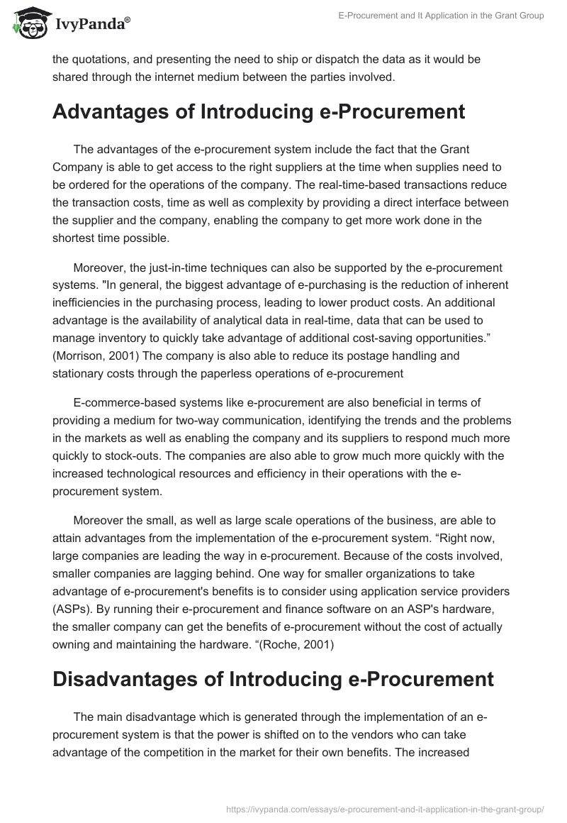 E-Procurement and It Application in the Grant Group. Page 5