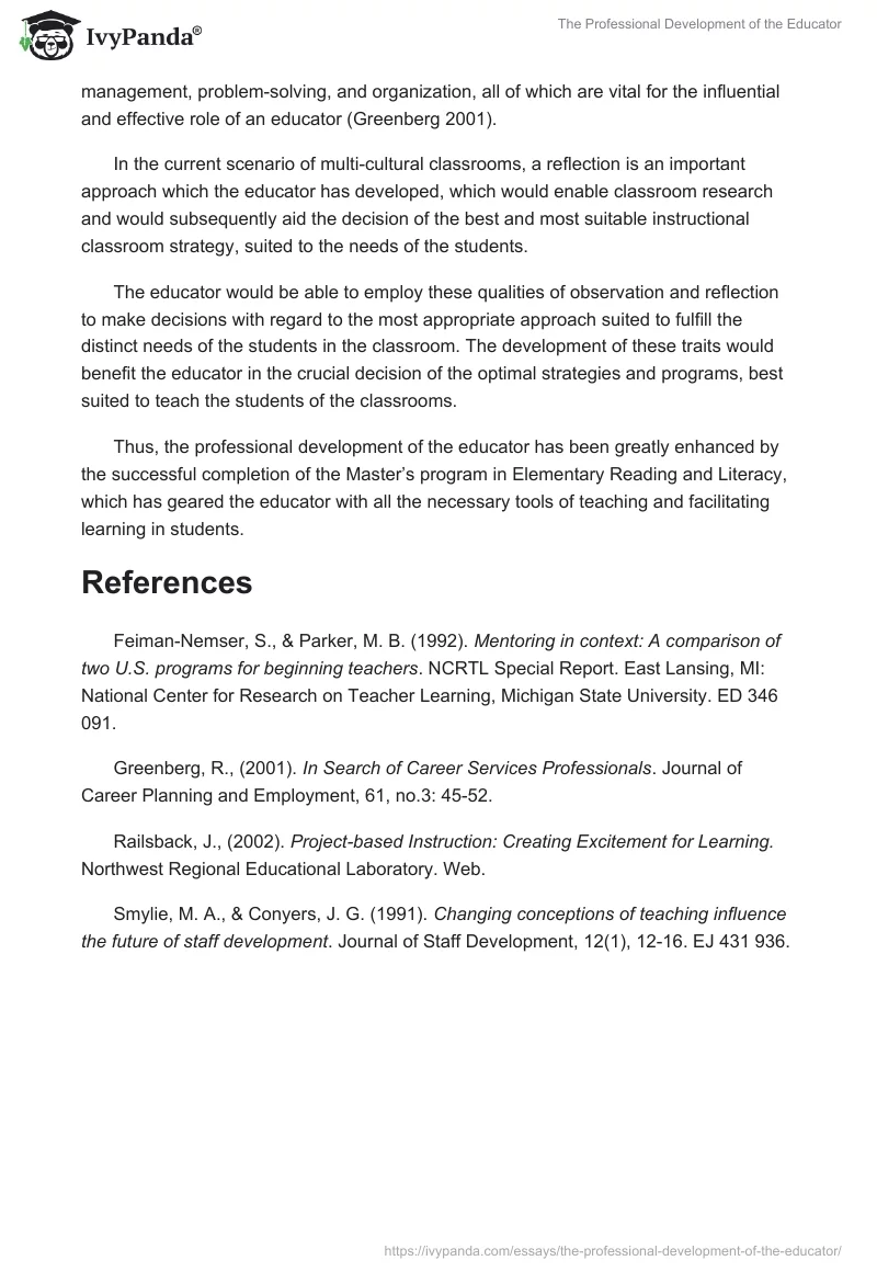 The Professional Development of the Educator. Page 2