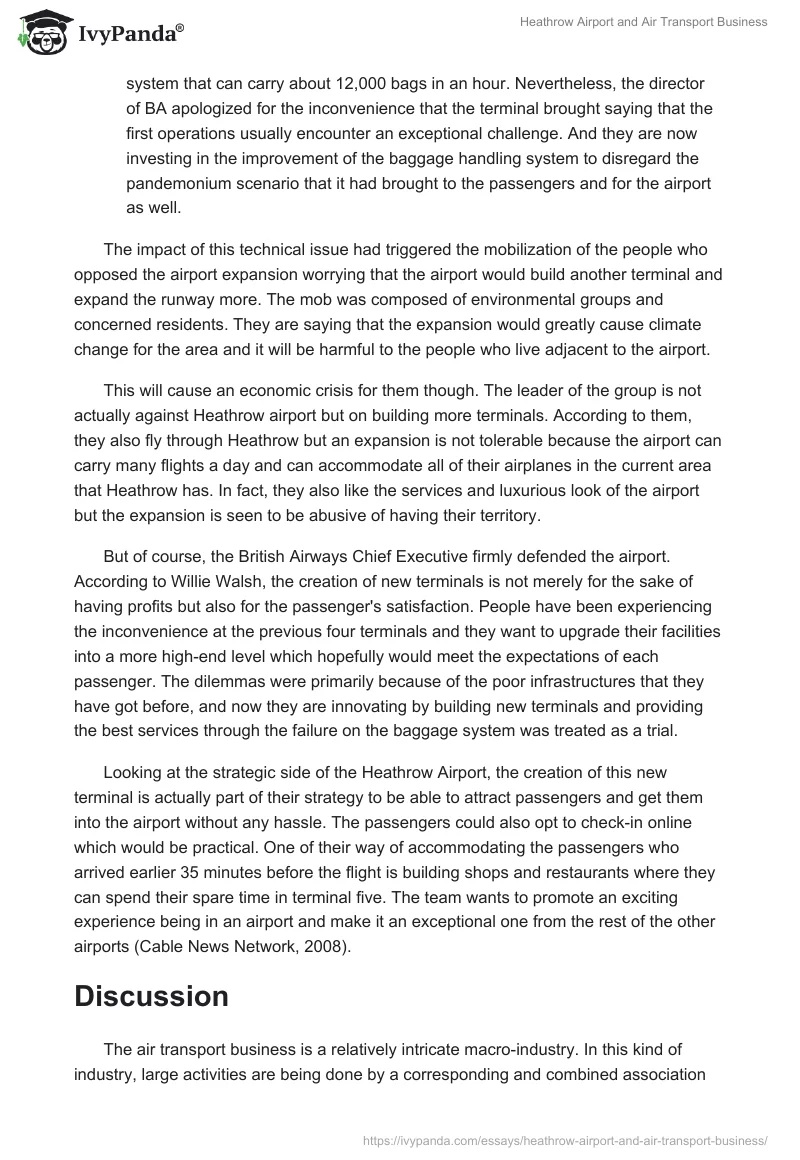 Heathrow Airport and Air Transport Business. Page 3