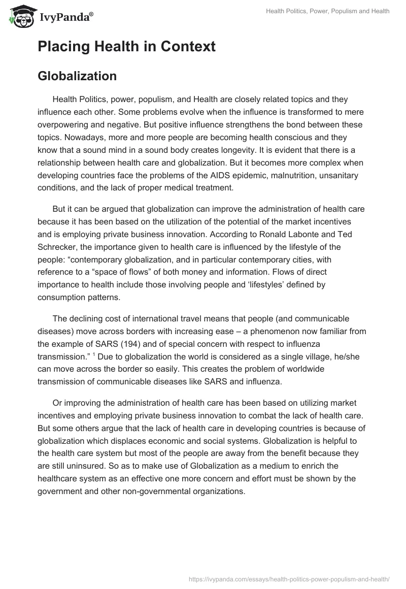 Health Politics, Power, Populism, and Health. Page 2
