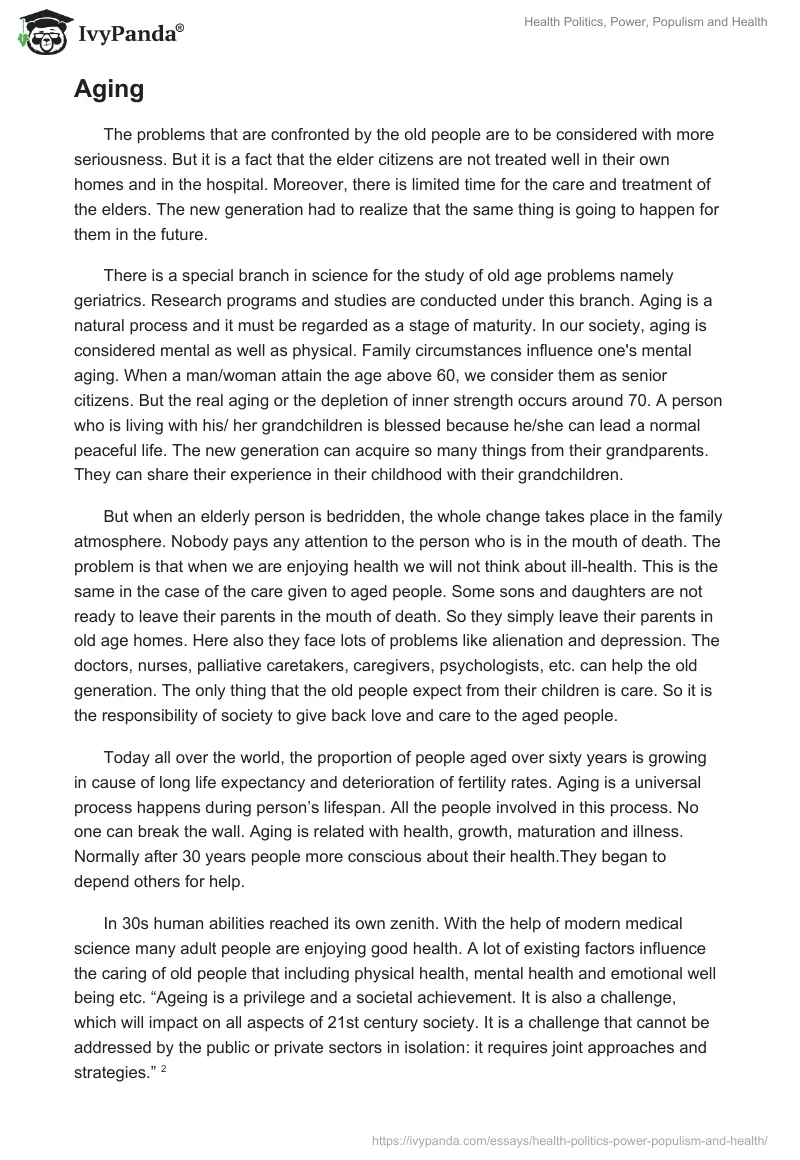 Health Politics, Power, Populism, and Health. Page 3