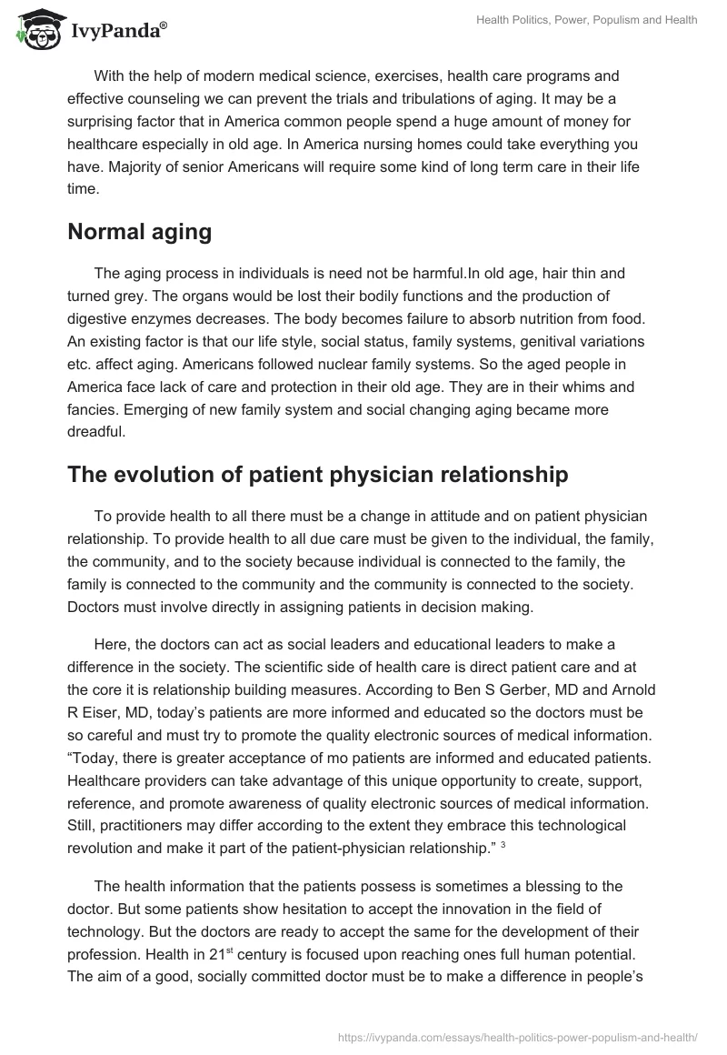 Health Politics, Power, Populism, and Health. Page 4