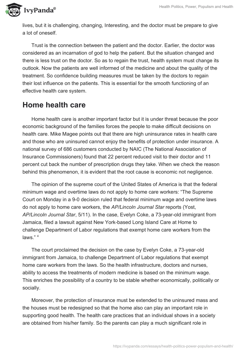 Health Politics, Power, Populism, and Health. Page 5