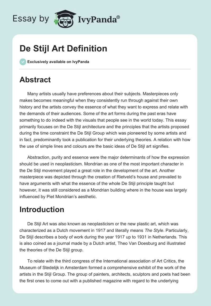 De Stijl Art Definition. Page 1