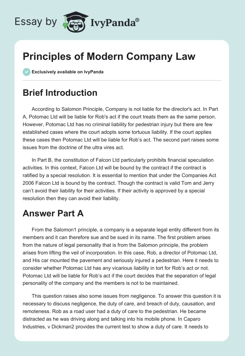 Principles of Modern Company Law. Page 1