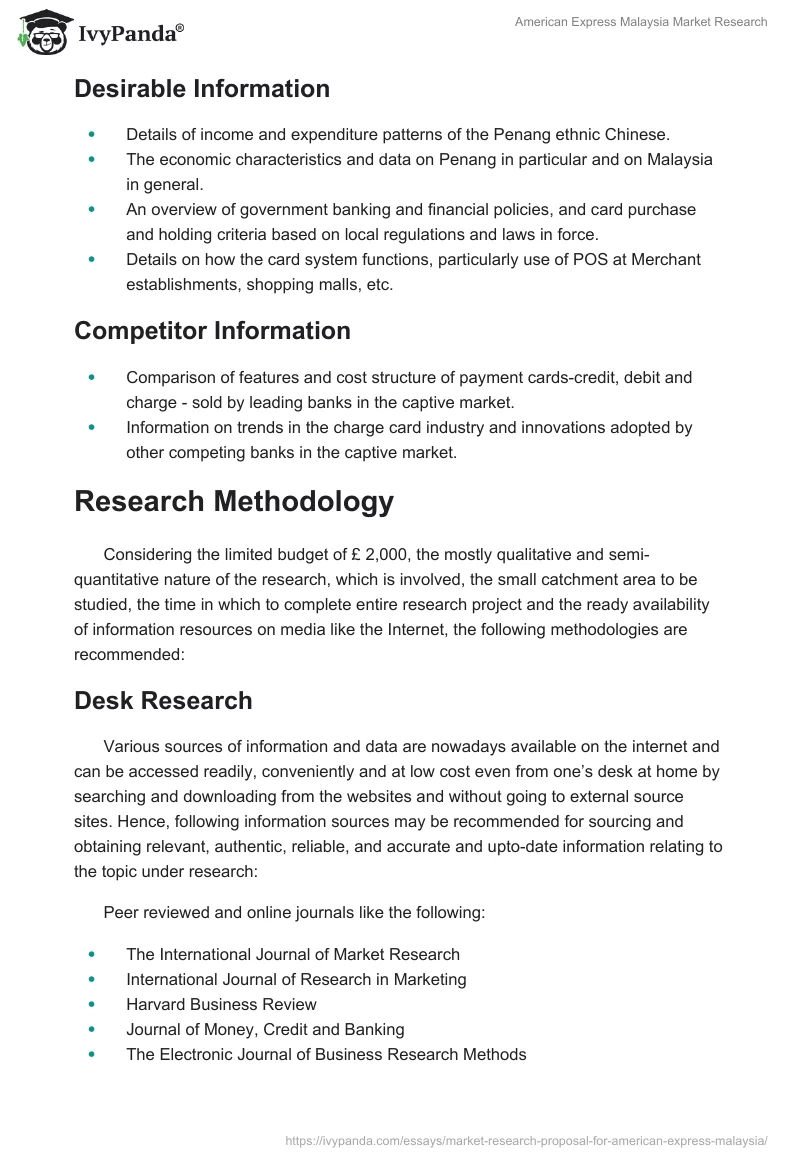 American Express Malaysia Market Research. Page 3