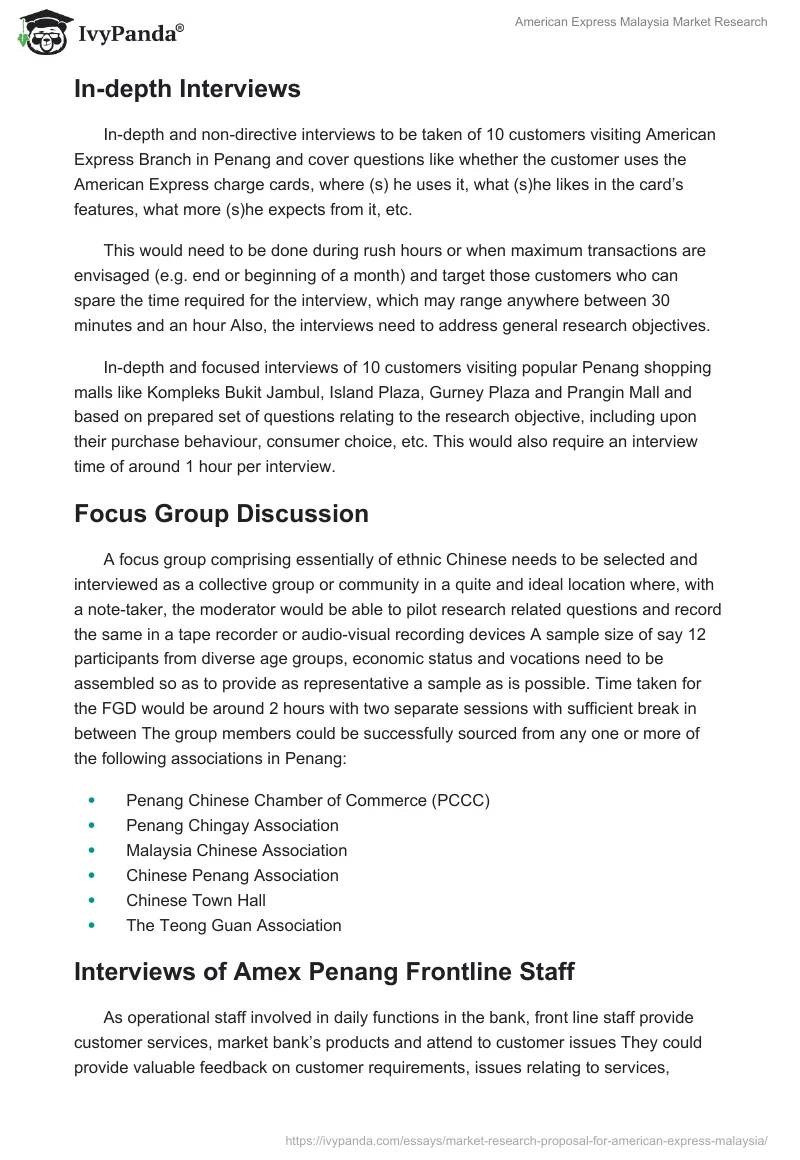 American Express Malaysia Market Research. Page 5