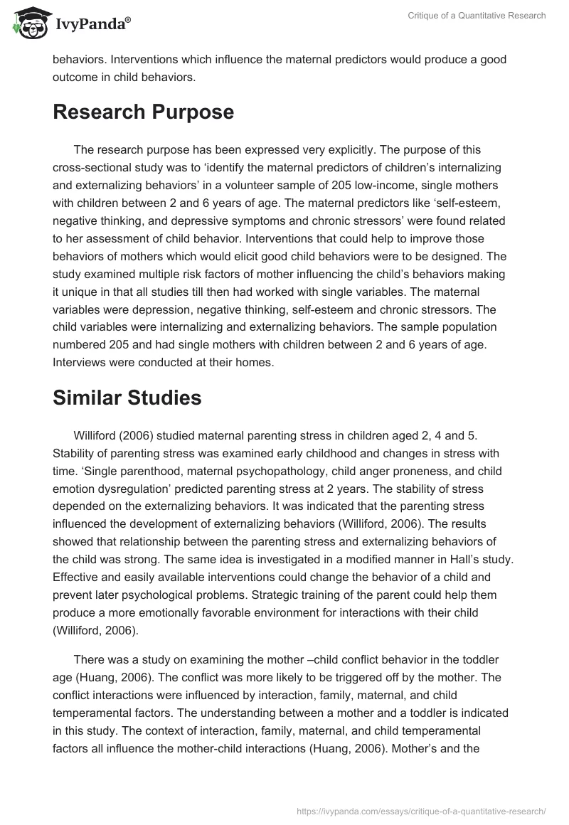 Critique of a Quantitative Research. Page 2