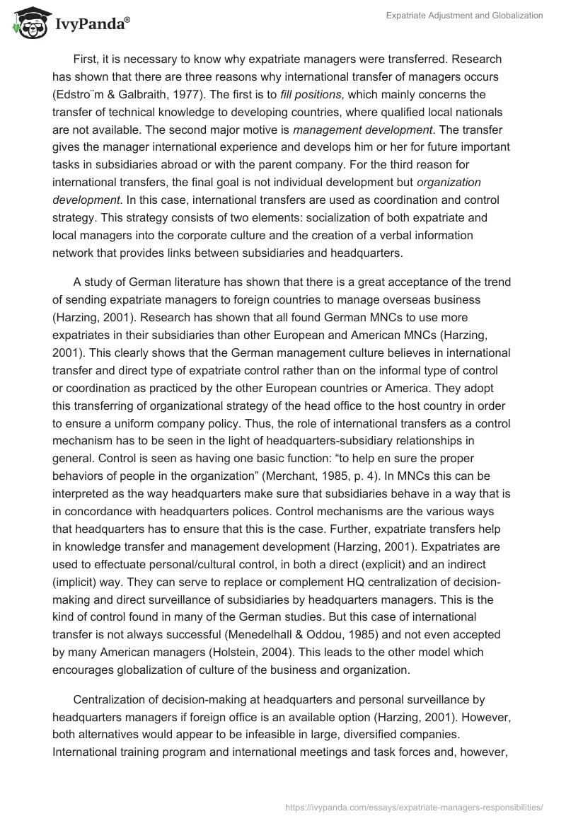 Expatriate Adjustment and Globalization. Page 2