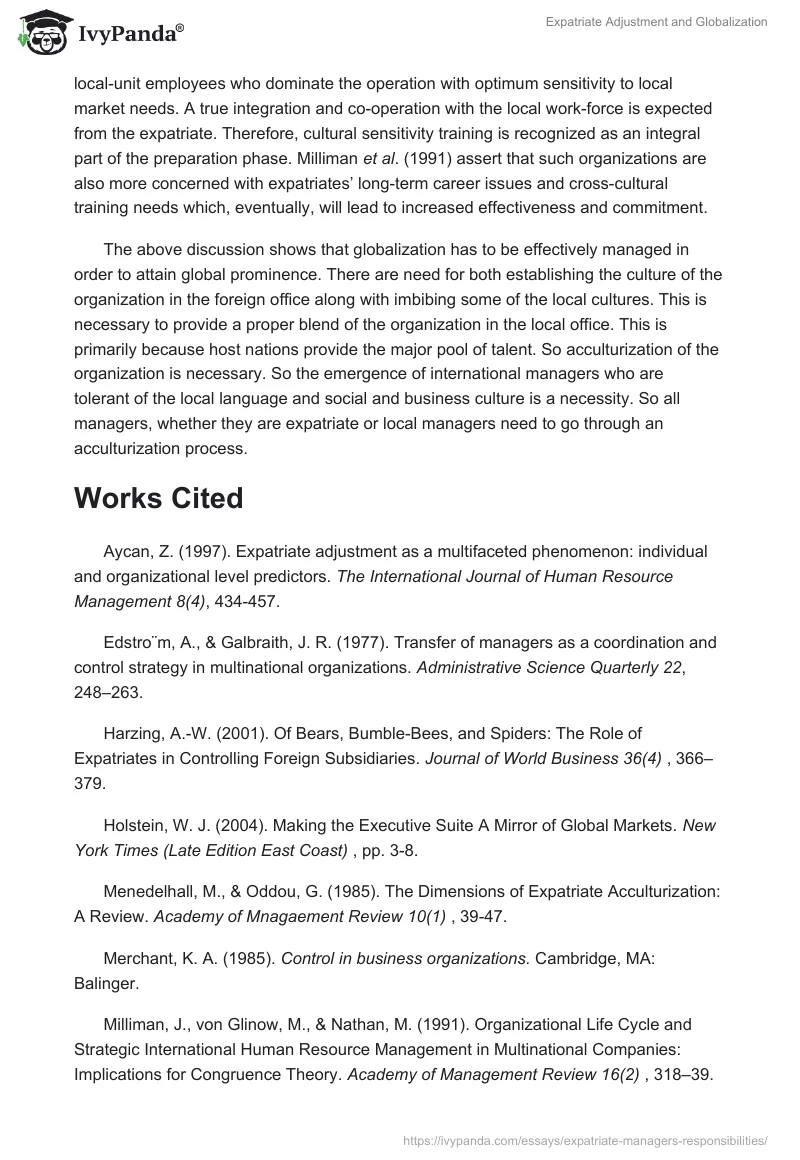 Expatriate Adjustment and Globalization. Page 4