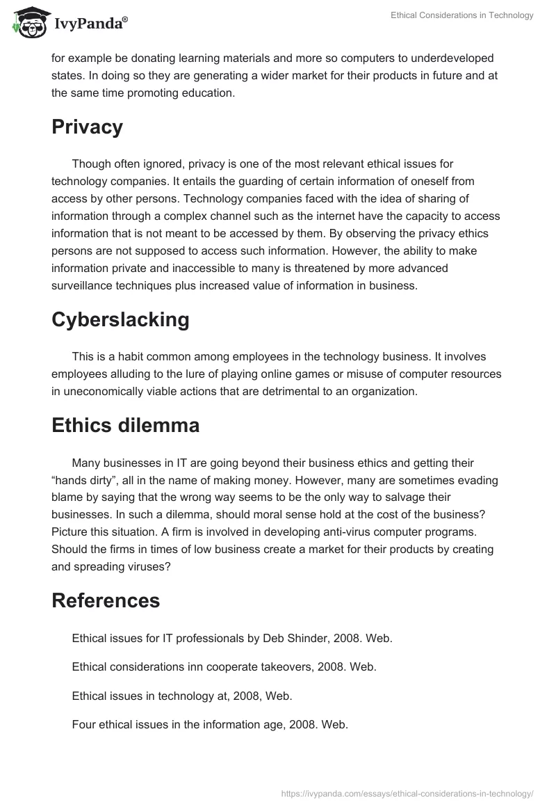 Ethical Considerations in Technology. Page 2