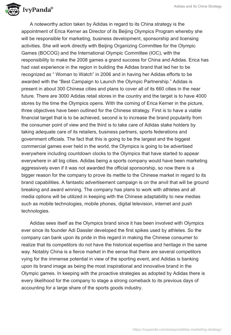 Adidas and Its China Strategy. Page 2