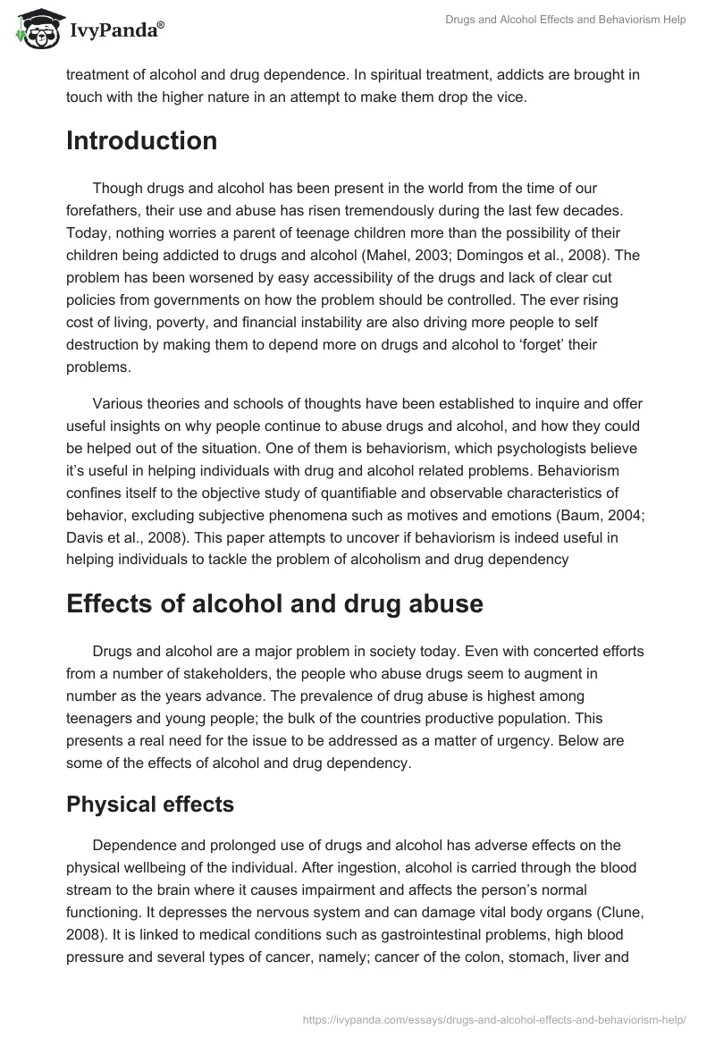 Drugs and Alcohol Effects and Behaviorism Help. Page 2