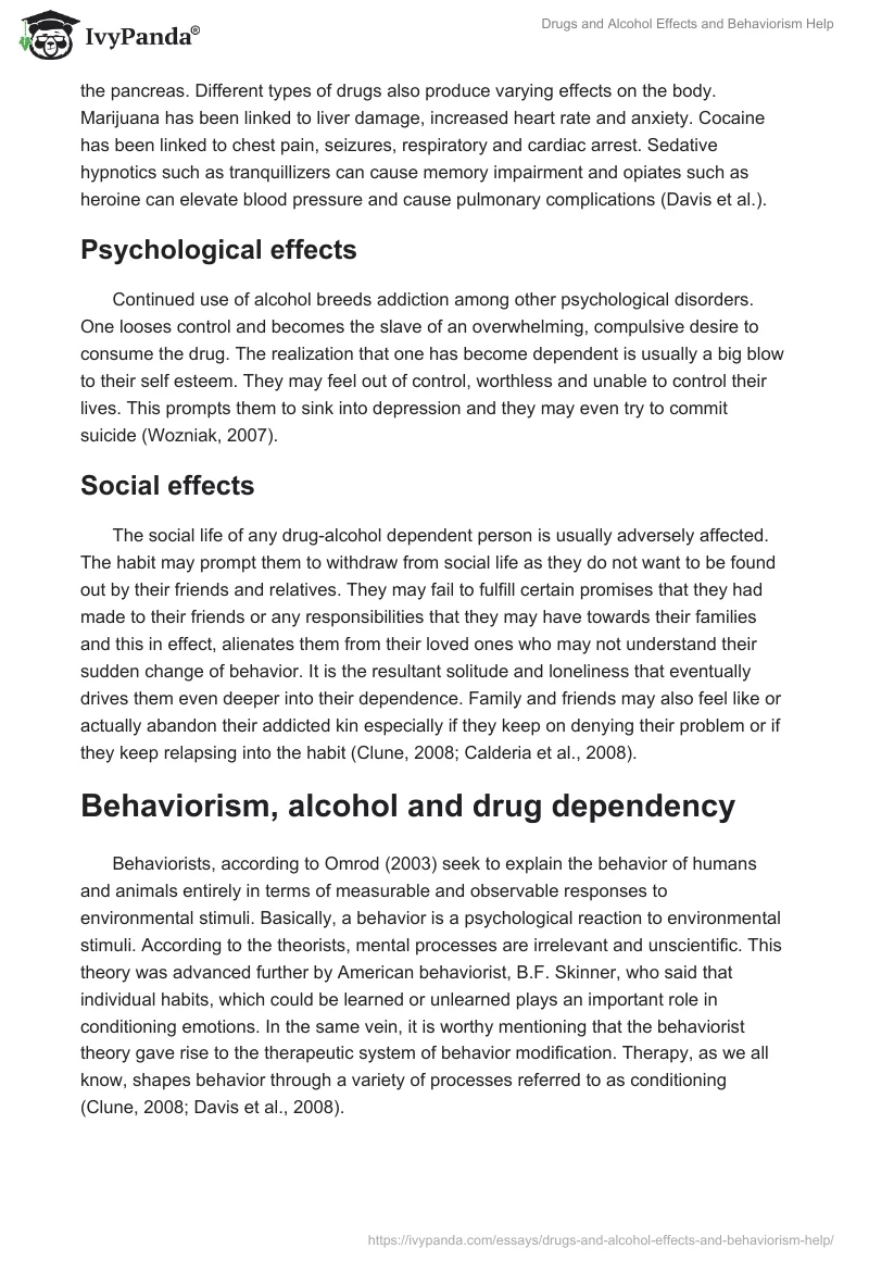 Drugs and Alcohol Effects and Behaviorism Help. Page 3