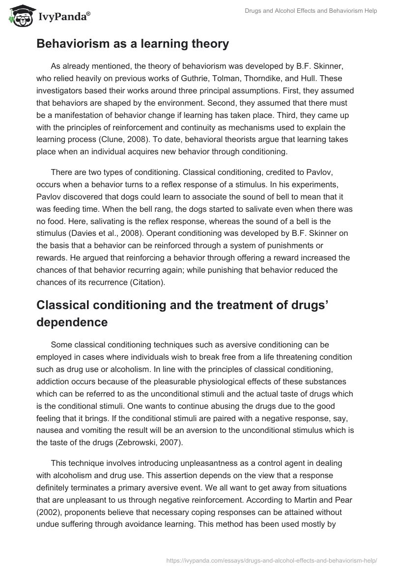 Drugs and Alcohol Effects and Behaviorism Help. Page 4