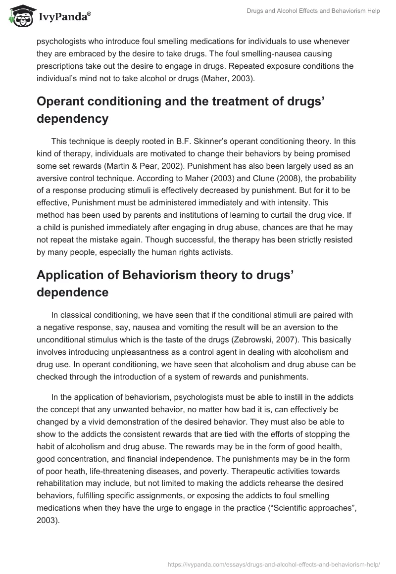 Drugs and Alcohol Effects and Behaviorism Help. Page 5