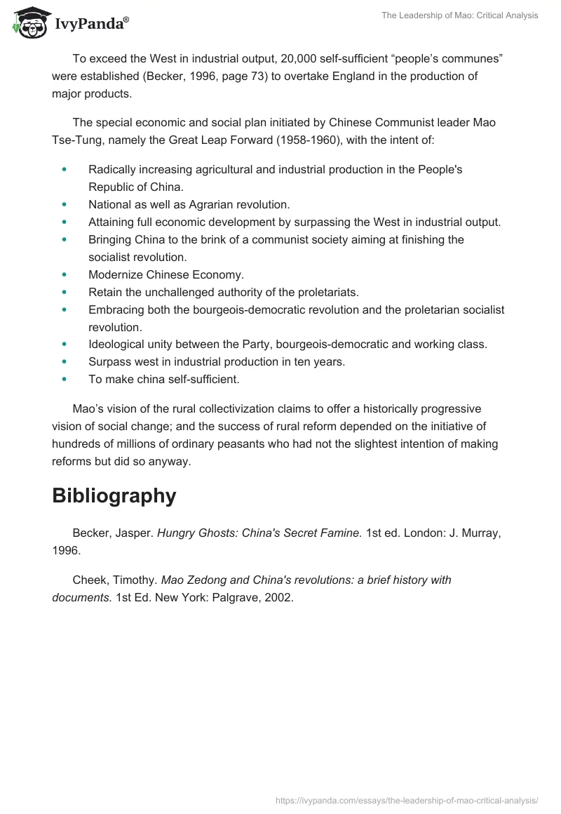 The Leadership of Mao: Critical Analysis. Page 2