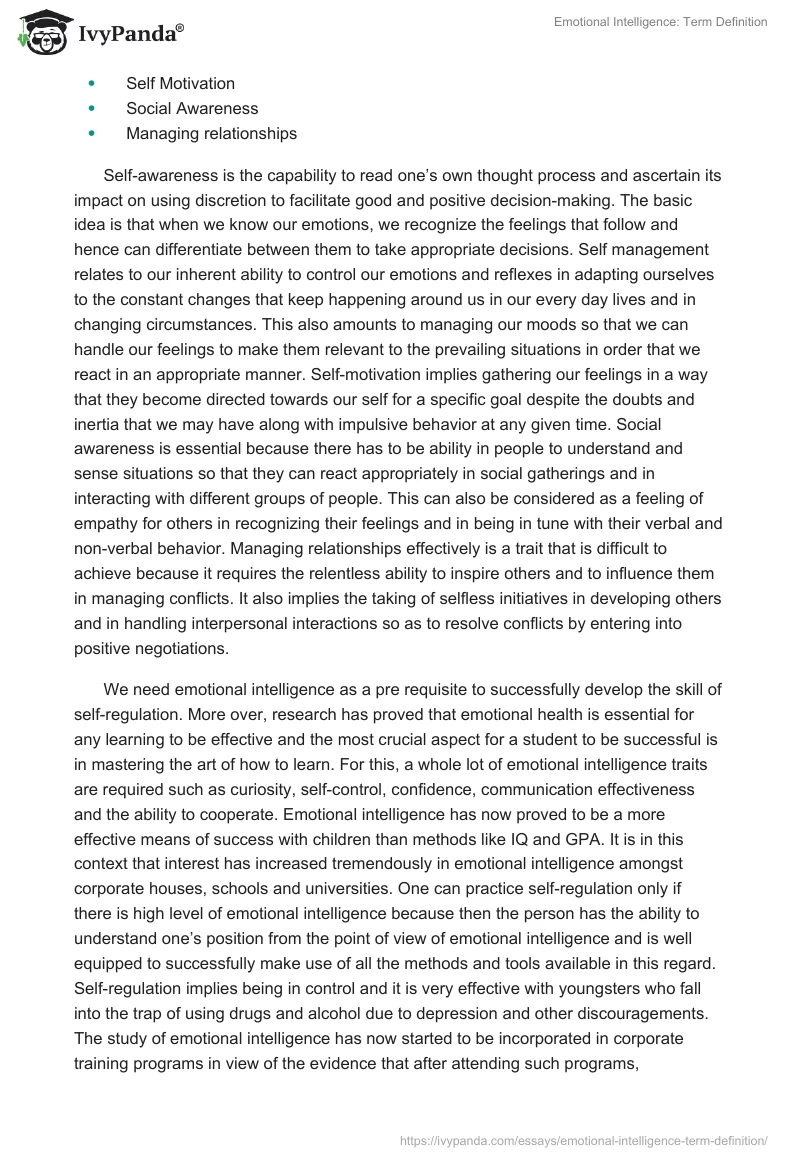 Emotional Intelligence: Term Definition. Page 2