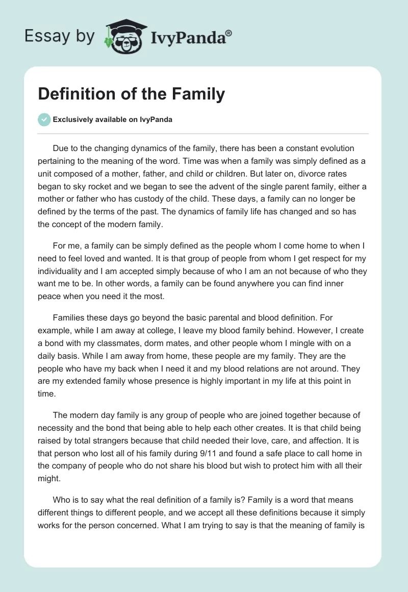 Definition of the Family. Page 1