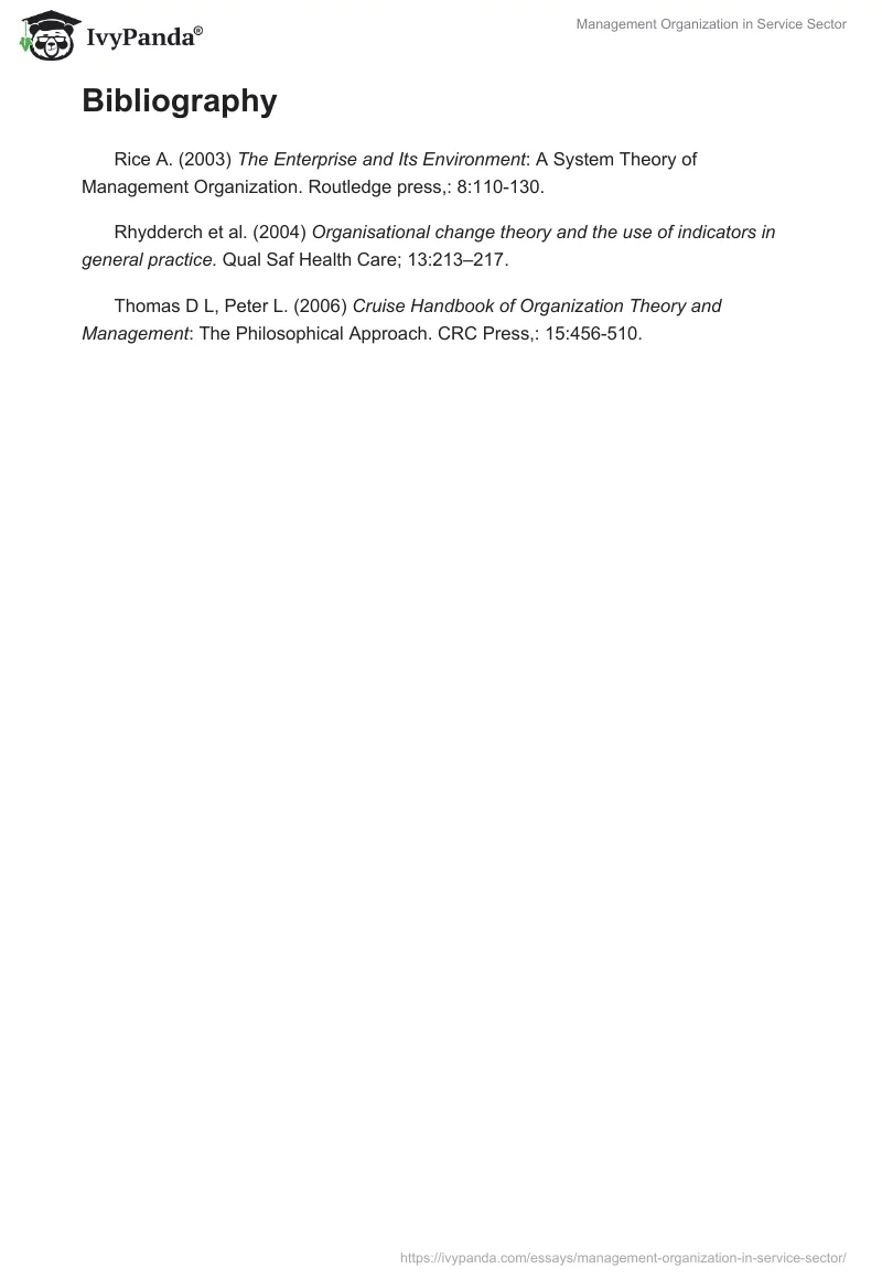 Management Organization in Service Sector. Page 2