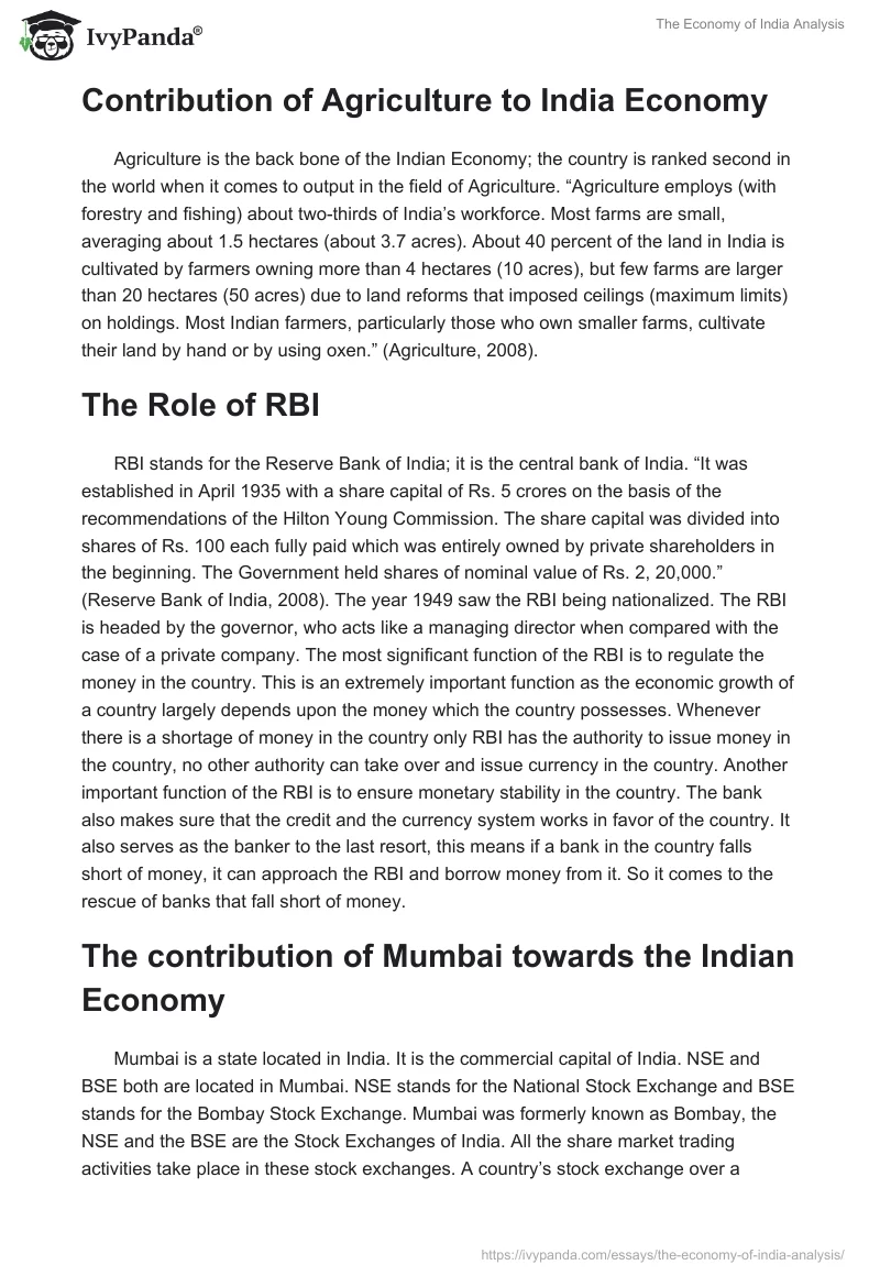 The Economy of India Analysis. Page 2