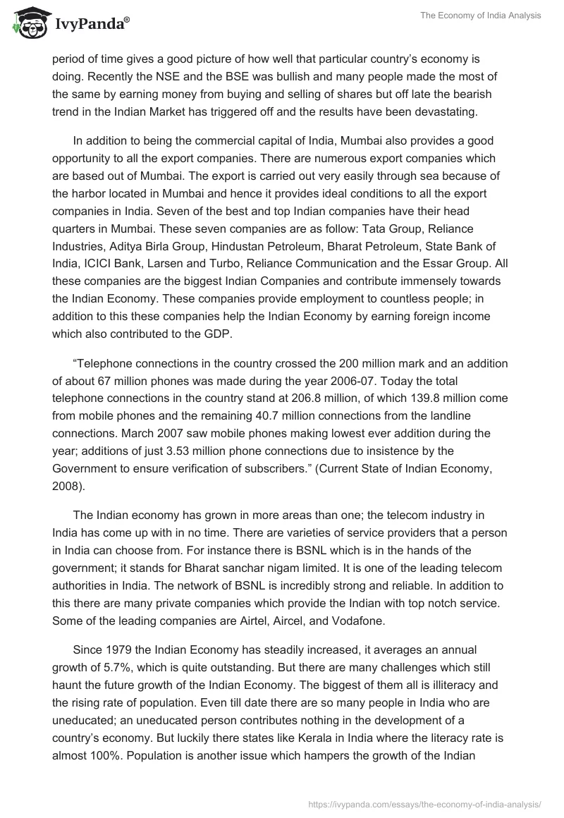 The Economy of India Analysis. Page 3