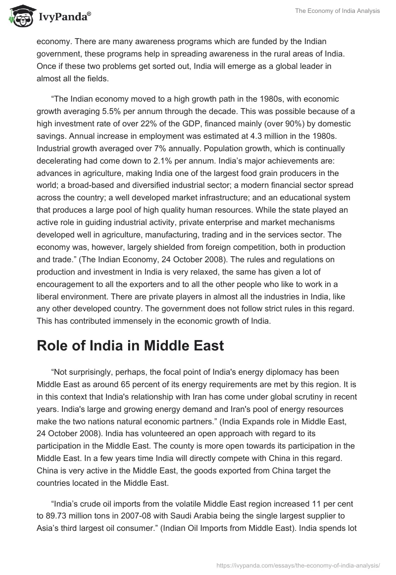 The Economy of India Analysis. Page 4