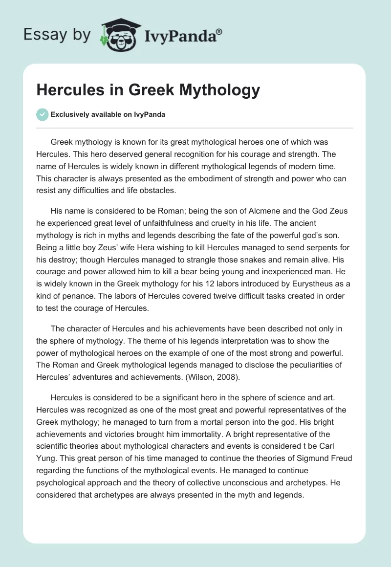 Hercules in Greek Mythology. Page 1