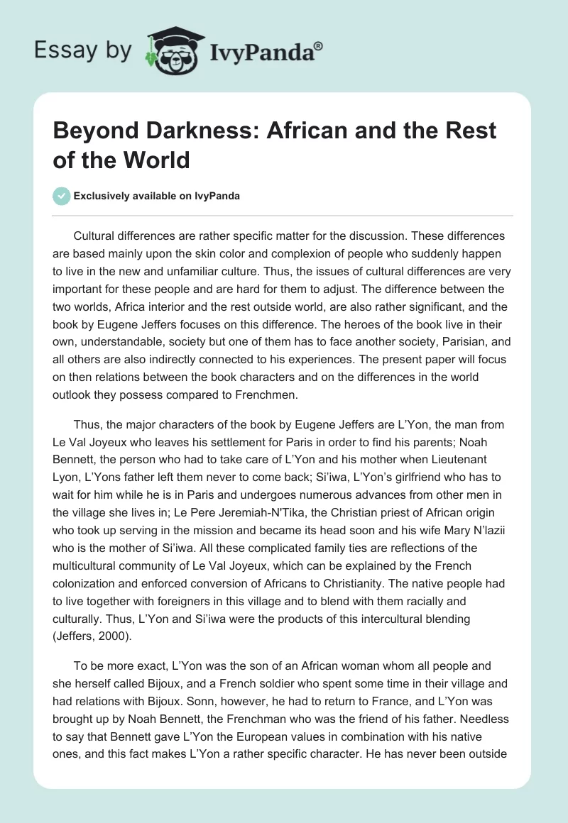 Beyond Darkness: African and the Rest of the World. Page 1