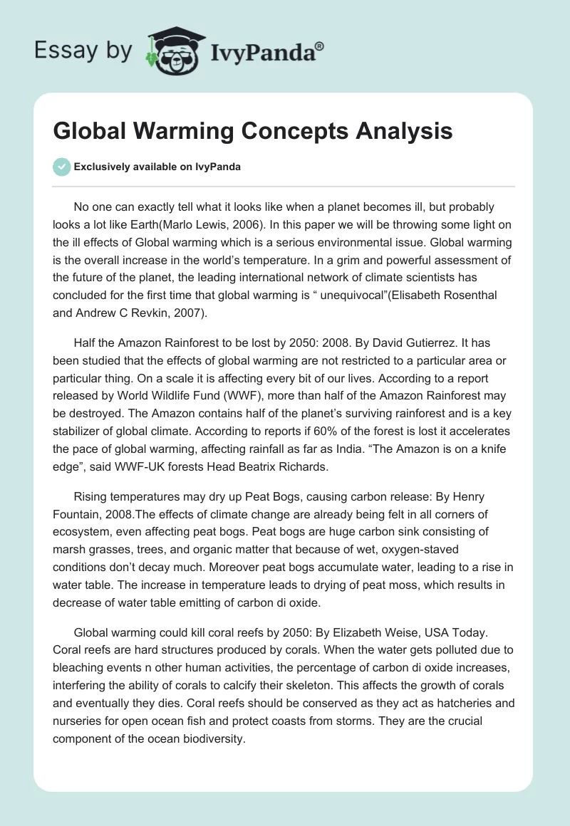 Global Warming Concepts Analysis. Page 1
