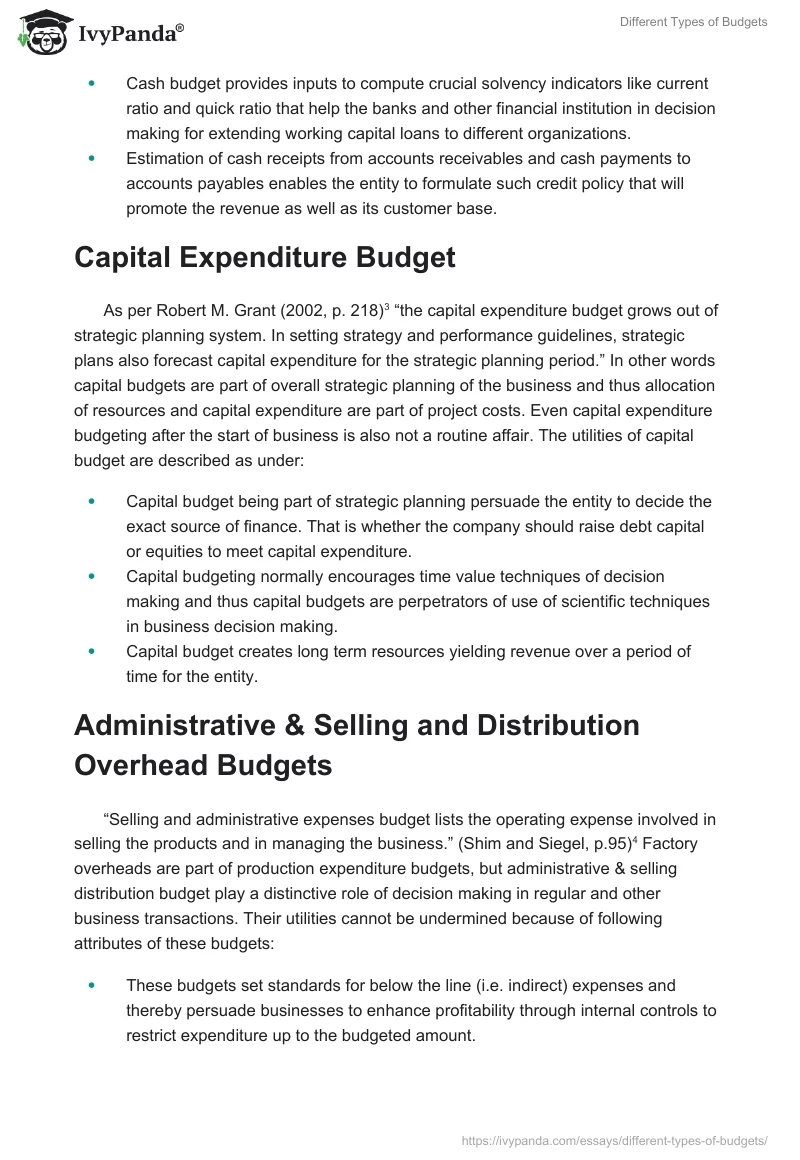 Different Types of Budgets. Page 3
