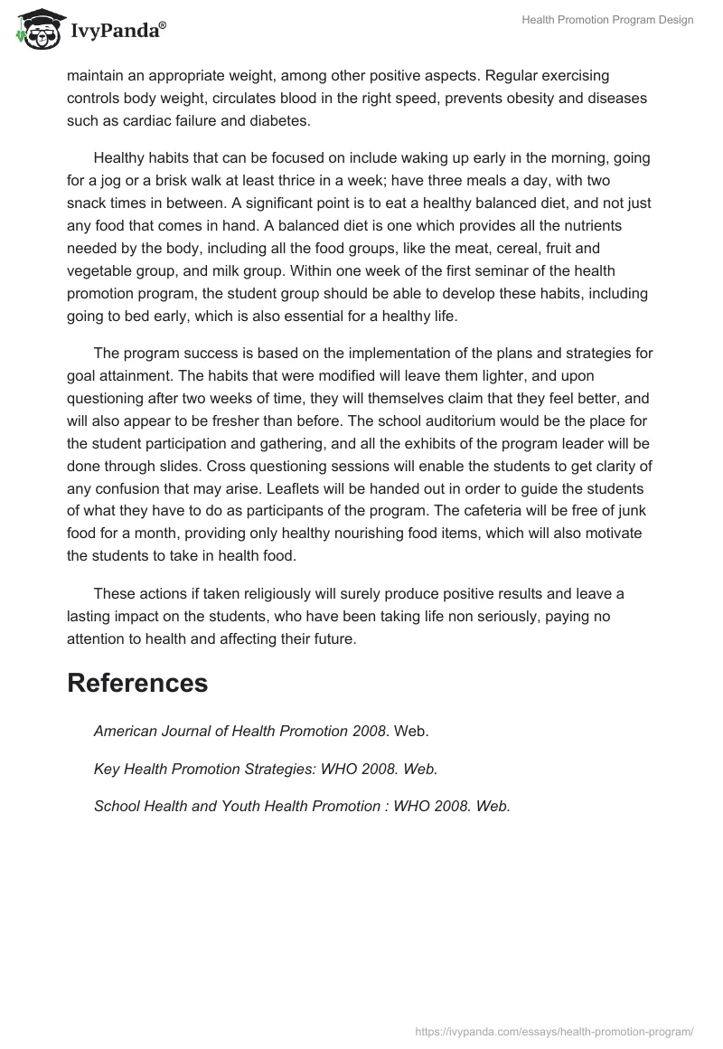 Health Promotion Program Design. Page 3