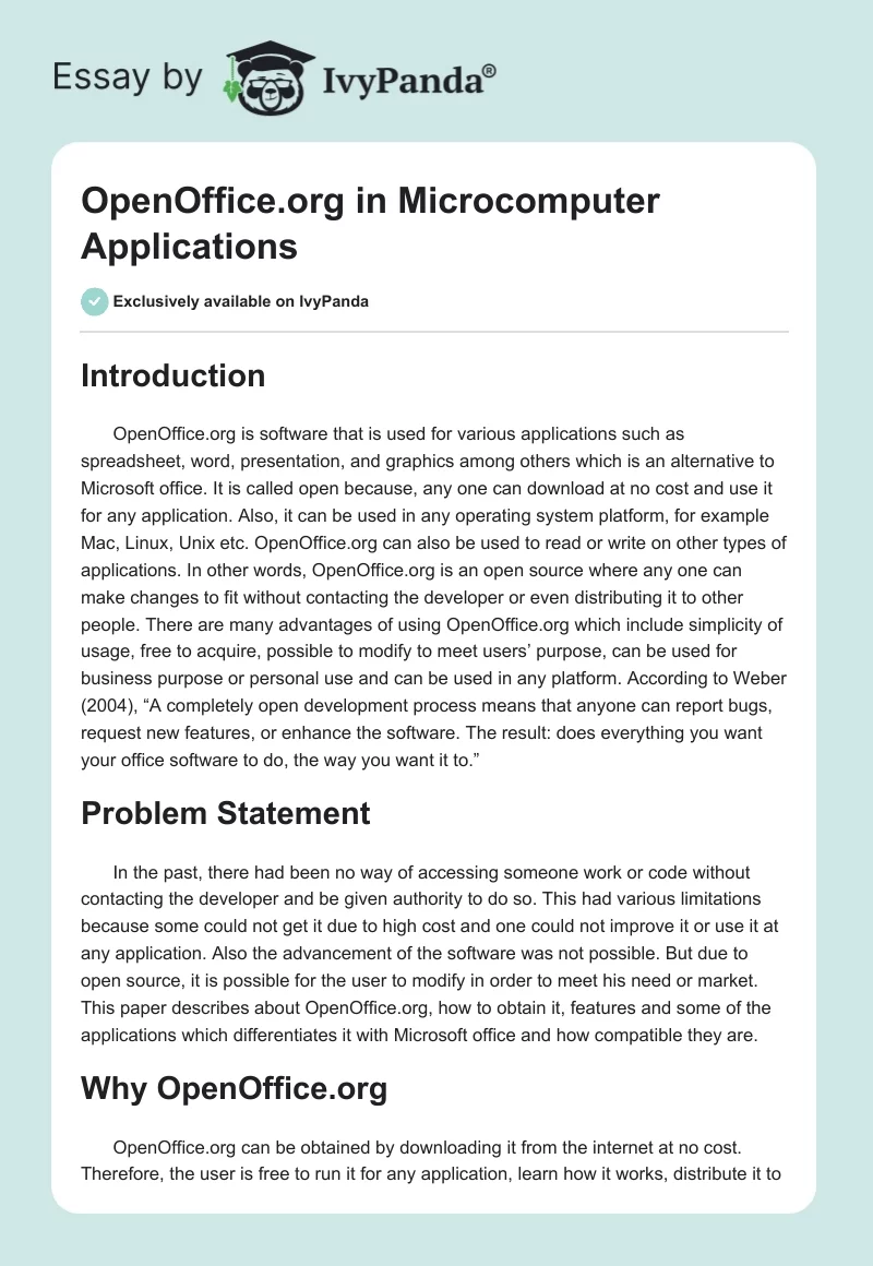 OpenOffice.org in Microcomputer Applications. Page 1