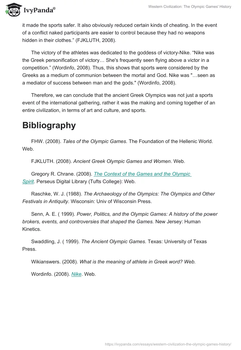 Western Civilization: The Olympic Games' History. Page 3