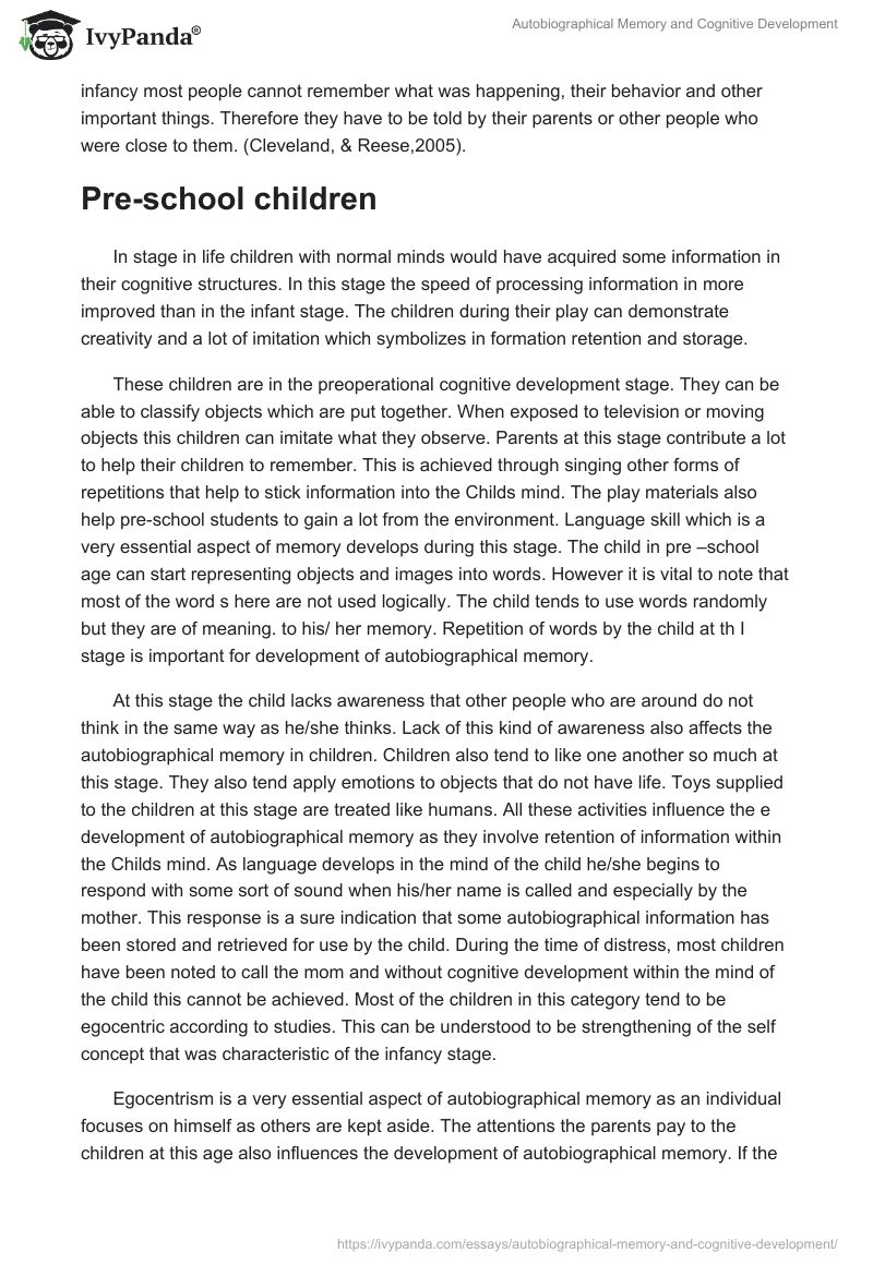 Autobiographical Memory and Cognitive Development. Page 3