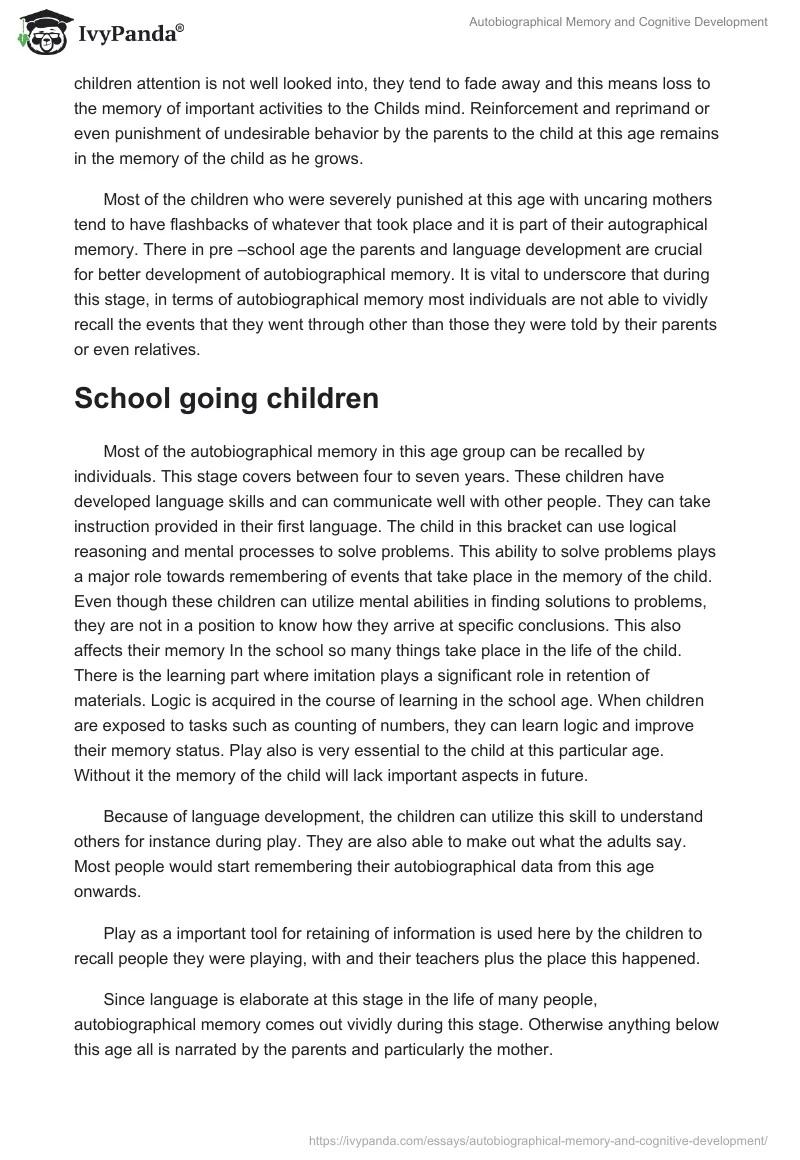 Autobiographical Memory and Cognitive Development. Page 4