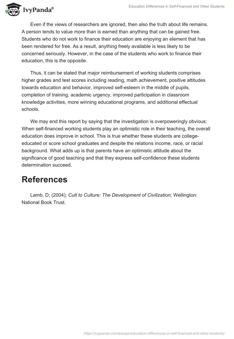 Education Differences in Self-Financed and Other Students. Page 2