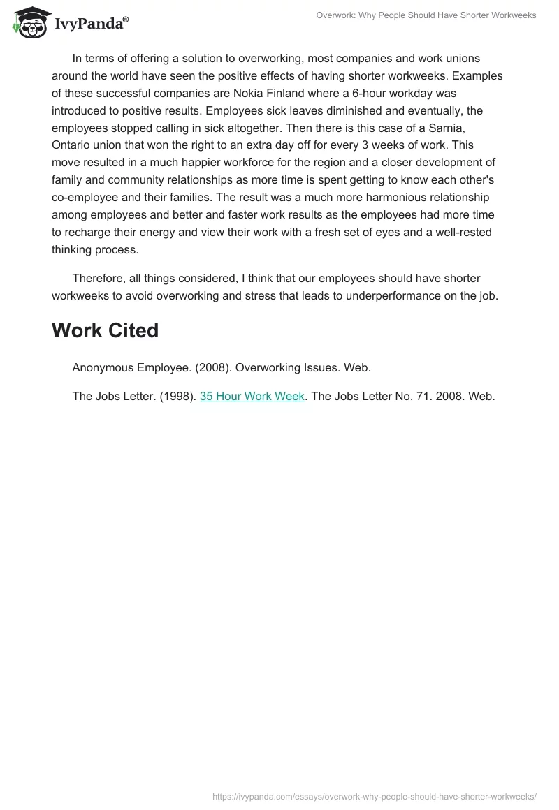 Overwork: Why People Should Have Shorter Workweeks. Page 2