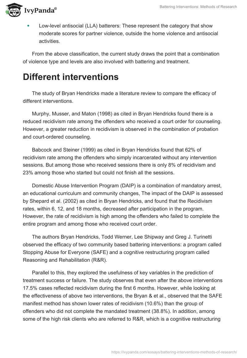 Battering Interventions: Methods of Research. Page 3