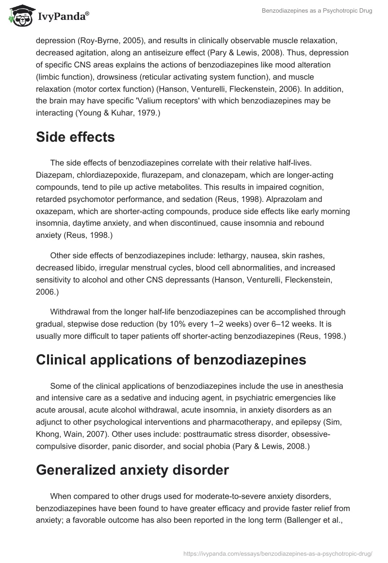Benzodiazepines as a Psychotropic Drug. Page 2